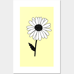 Black and White Daisy Flower Posters and Art